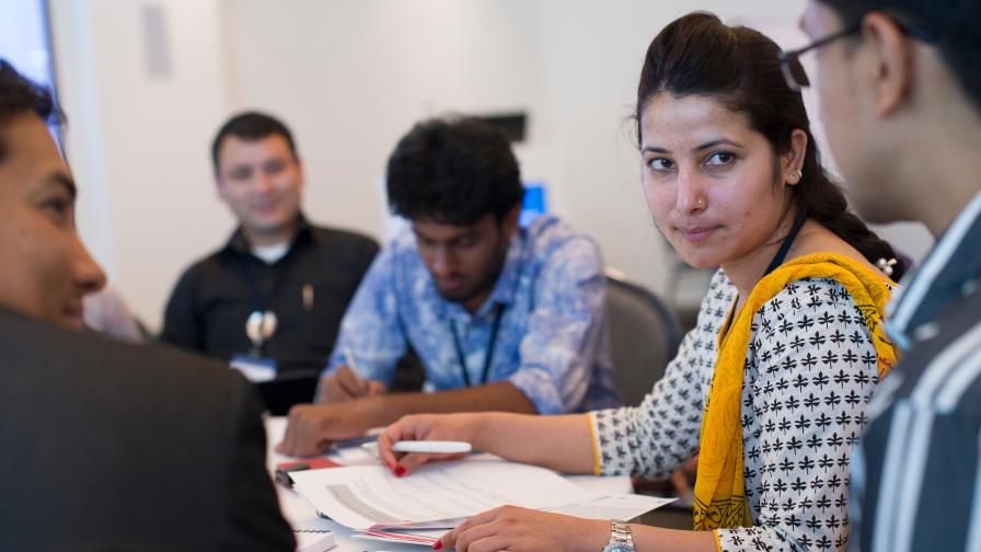 A group sitting around a table
